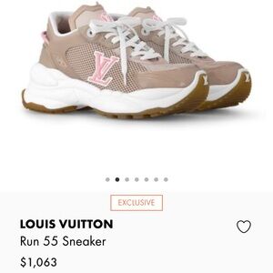 Louis Vuitton Women's Beige and Pink Run 55 Sneakers